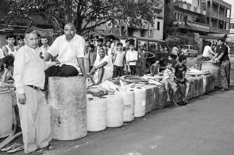 Urban Drinking Water Challenges - Waiting for water tanker in South-East district, National Capital Territory of Delhi